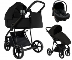 Детская коляска Roan Sol 2.0 3 в 1 с автокреслом Tutis Elo Lux EduSky Black Caviar Black/ Black/ руч.Black