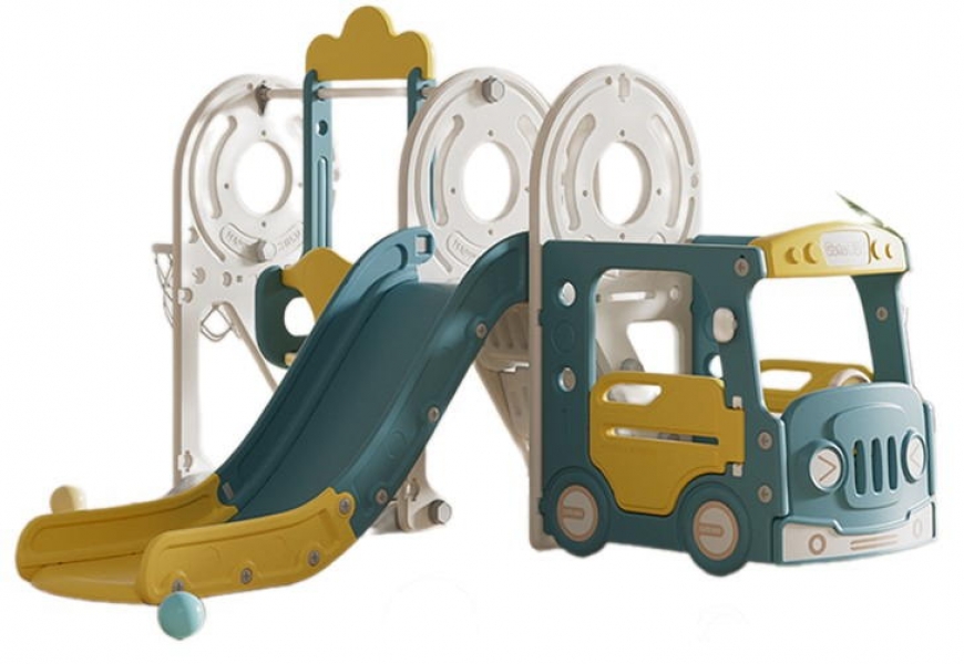 Игровой комплекс с горкой и качелями UNIX Kids Bus 171 см Yellow