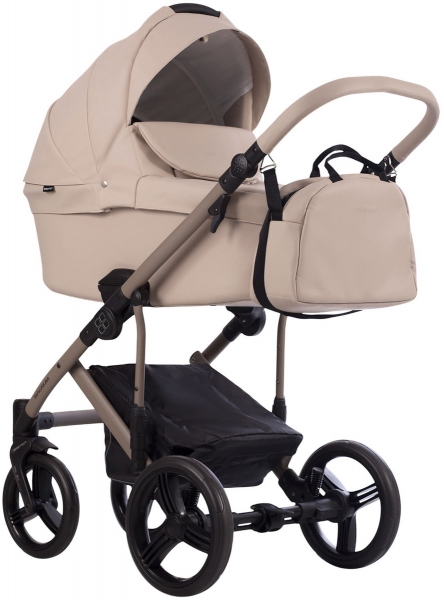 Детская коляска Bebetto Magnum Light Pro 2 в 1 01 св.бежевая кожа/бежевая рама